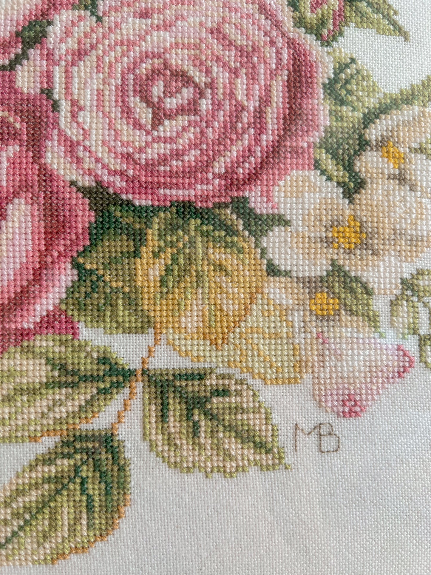 Framed needlepoint Roses.