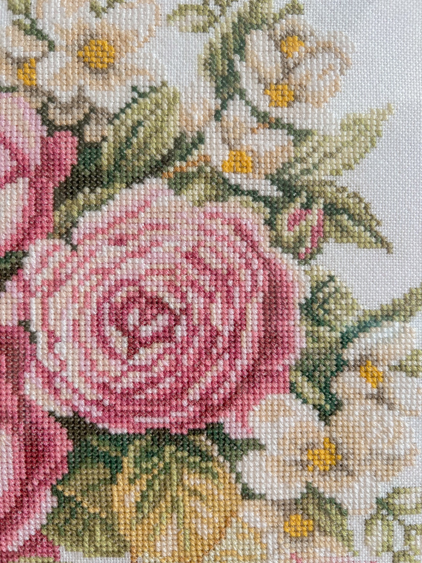 Framed needlepoint Roses.