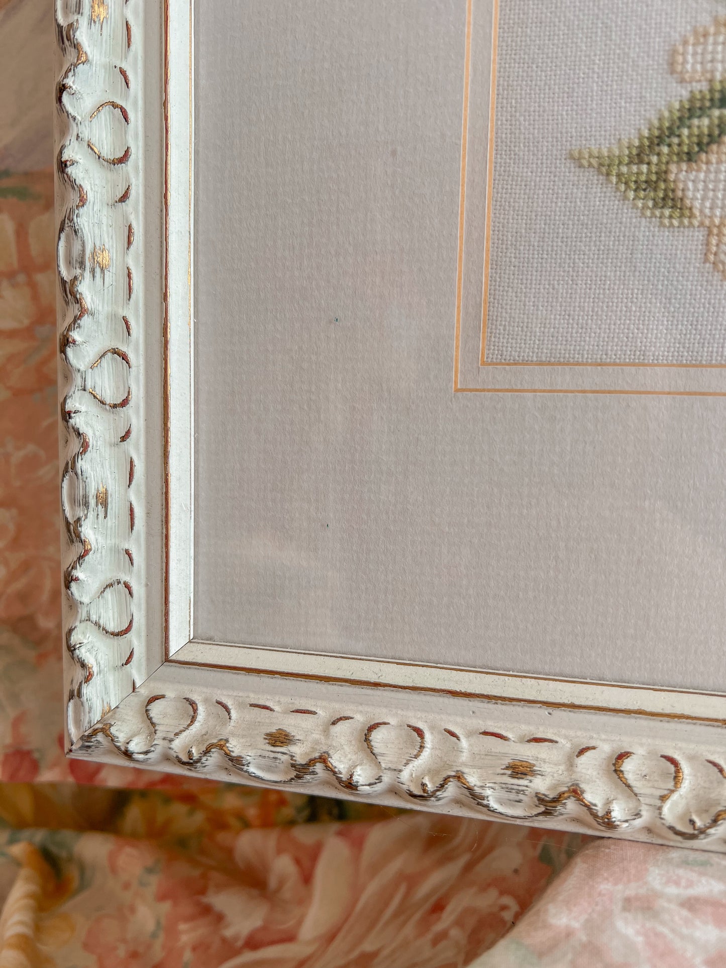 Framed needlepoint Roses.
