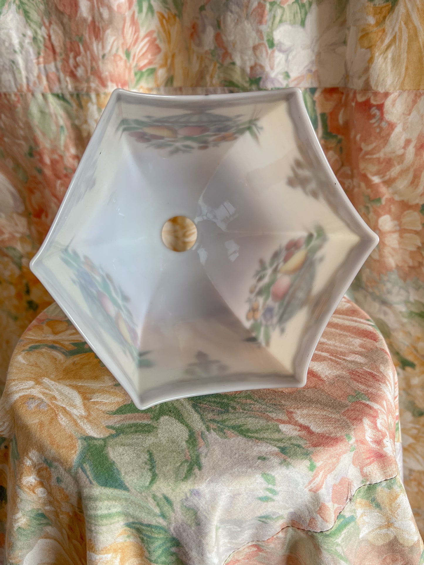 Antique 1920’s glass fruit bowl light shade.