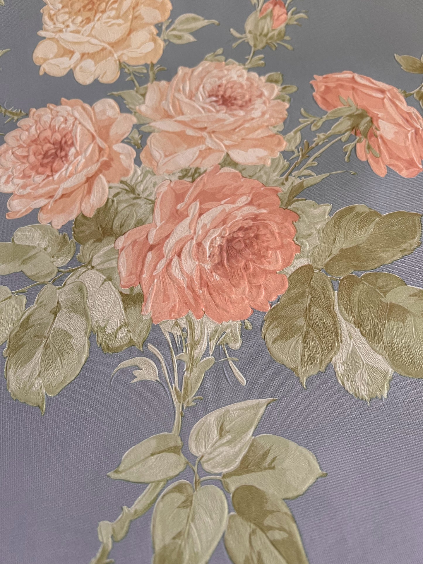 Vintage floral embossed wallpaper.