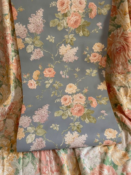 Vintage floral embossed wallpaper.