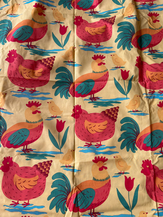 Rare Laura Ashley 1996 ‘Hens’ fabric. Large remnant.