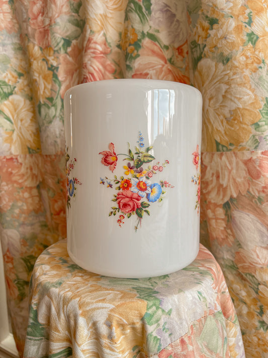 A 1950’s milk glass floral lampshade.