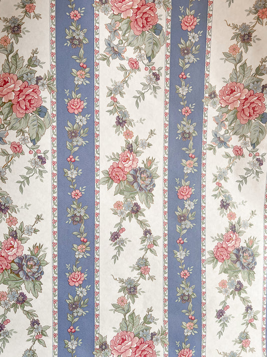 A vintage 1980’s floral stripe wallpaper.