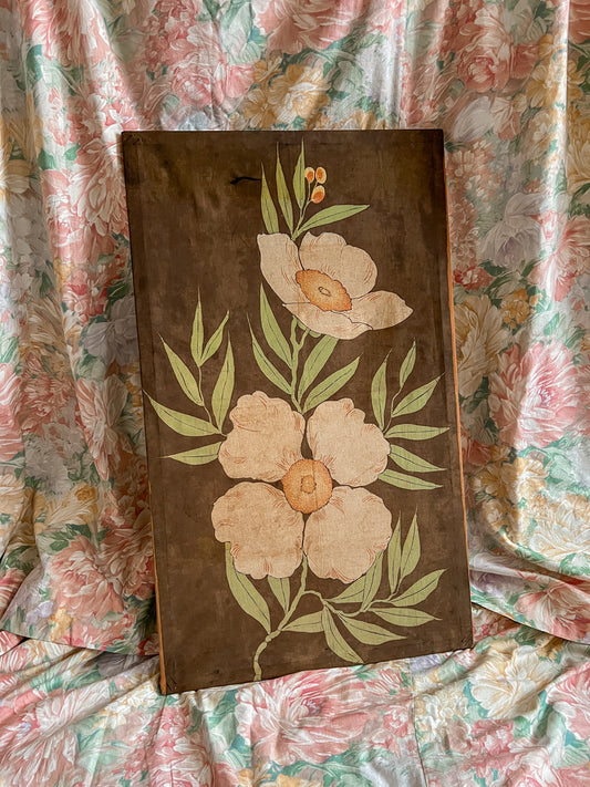 Vintage/antique fabric floral wall hanging