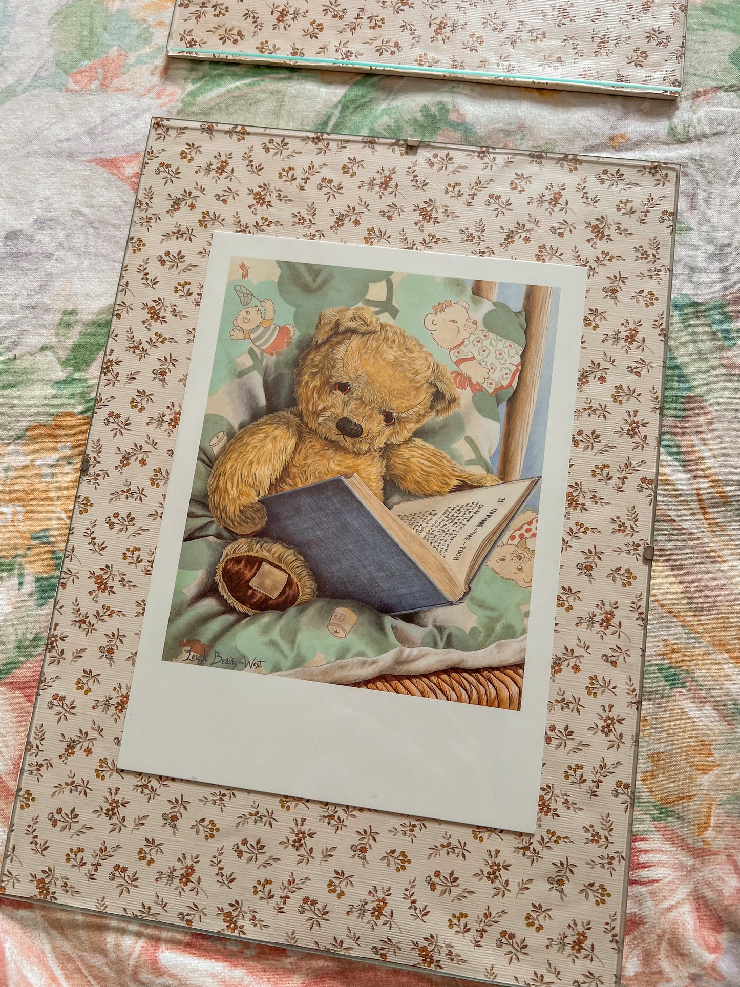 Set of four vintage teddy bear wall hangings.